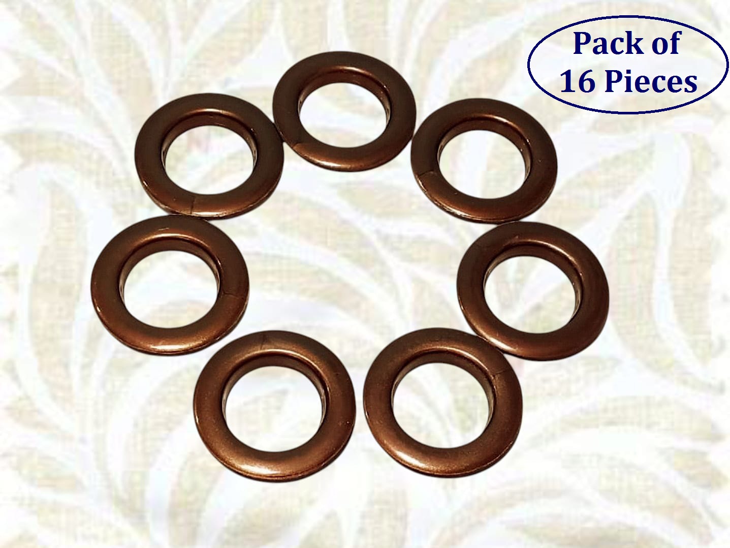 Beautiful Heavy-duty PVC Curtain Rings with Lock, Long Lasting Brown Eyelet Ring and Lock Compatible With 1 Inch Rod 